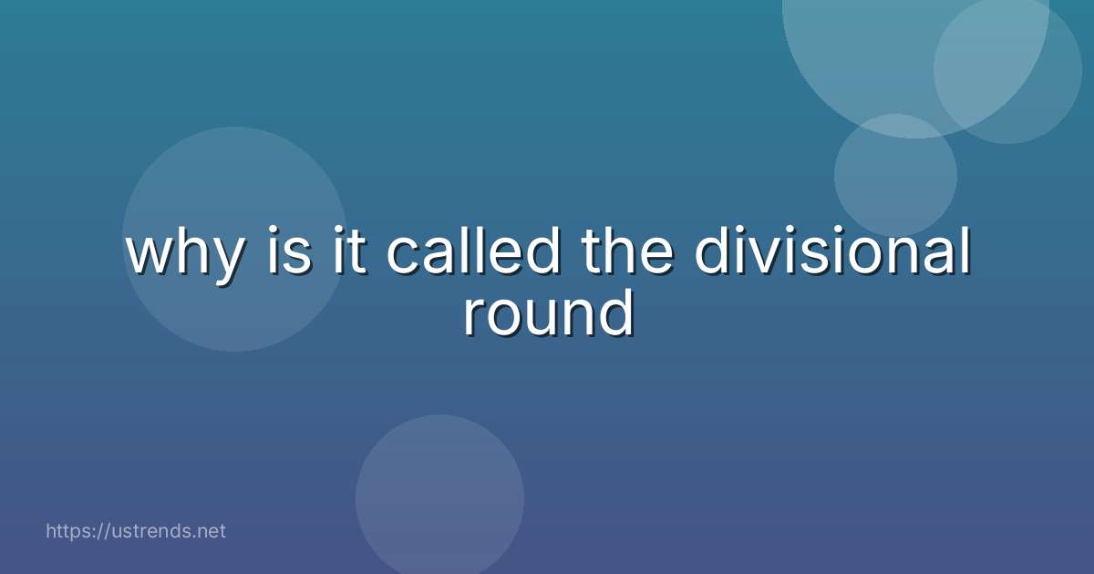 why is it called the divisional round