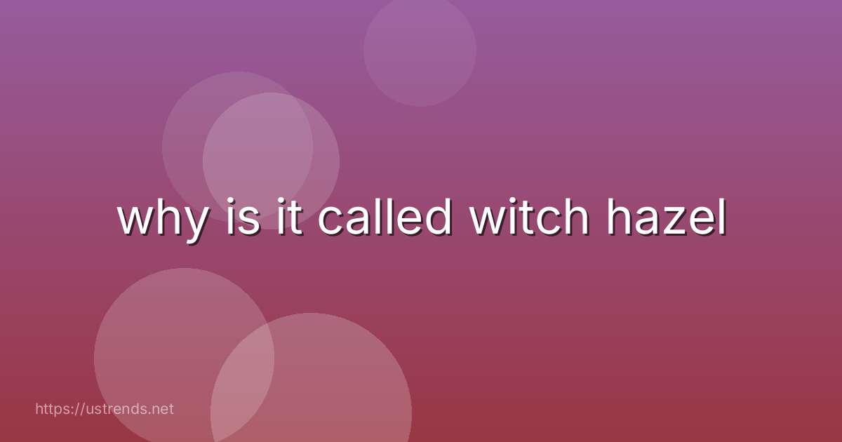 why is it called witch hazel