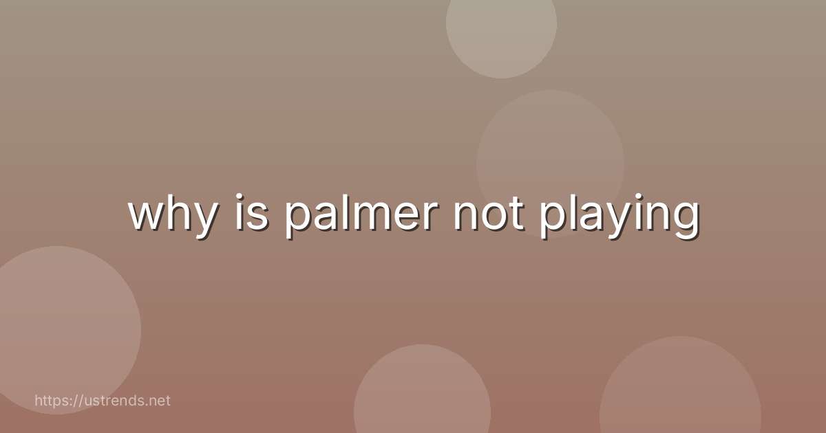 why is palmer not playing