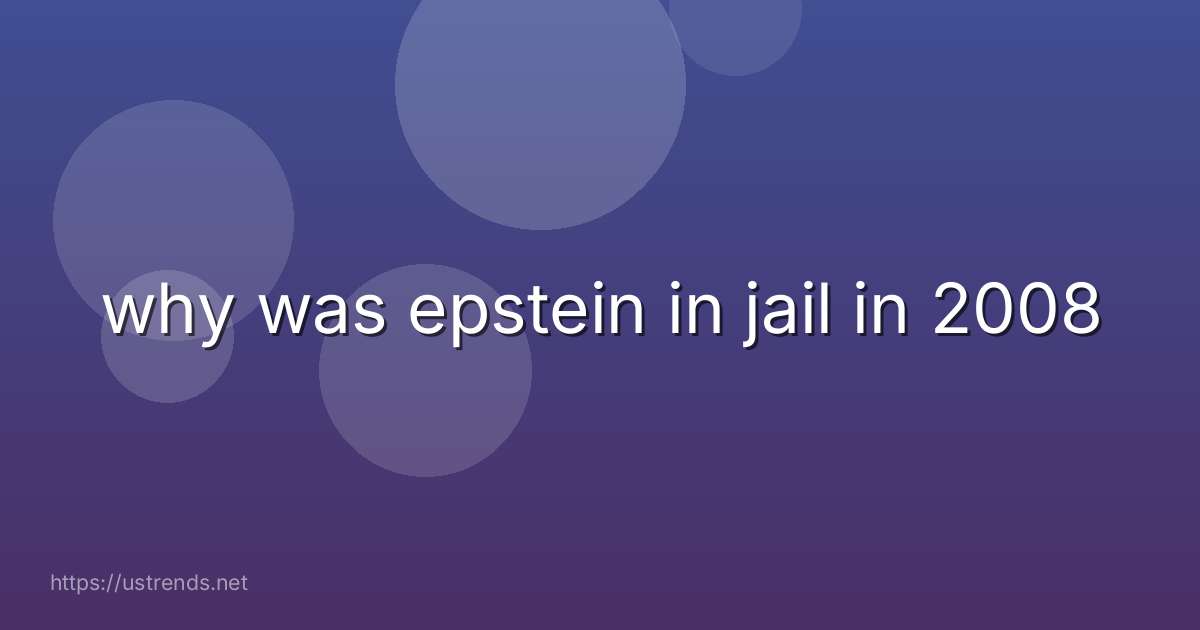 why was epstein in jail in 2008