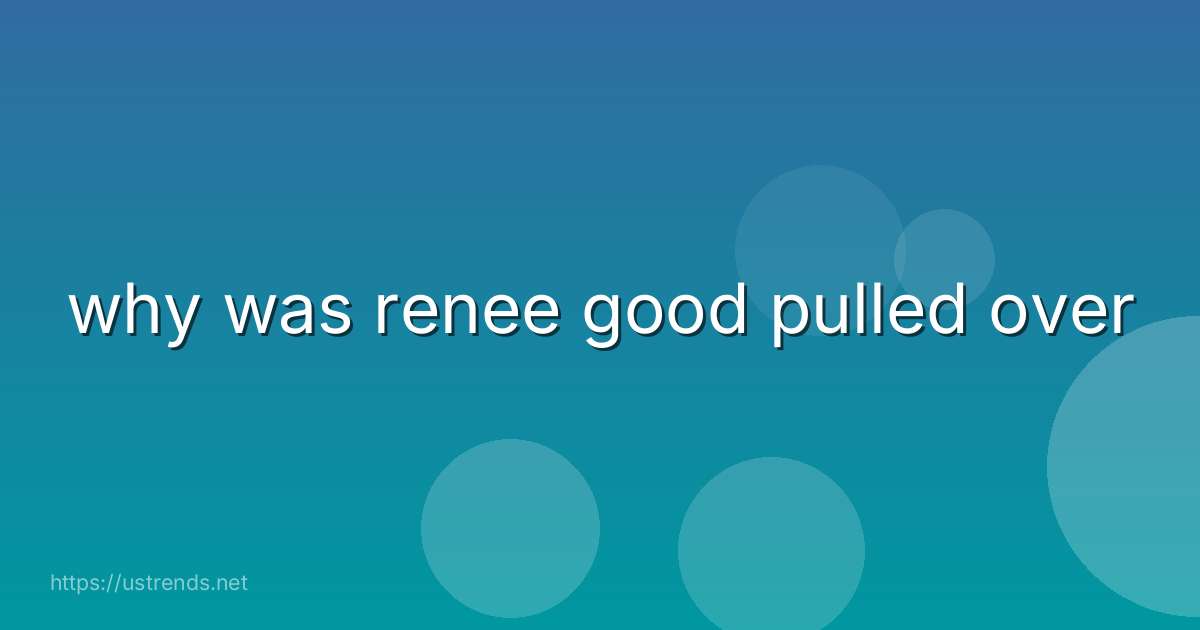 why was renee good pulled over