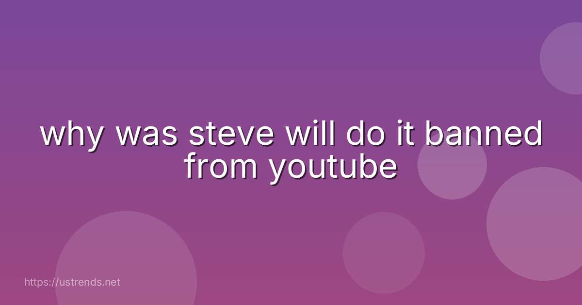 why was steve will do it banned from youtube
