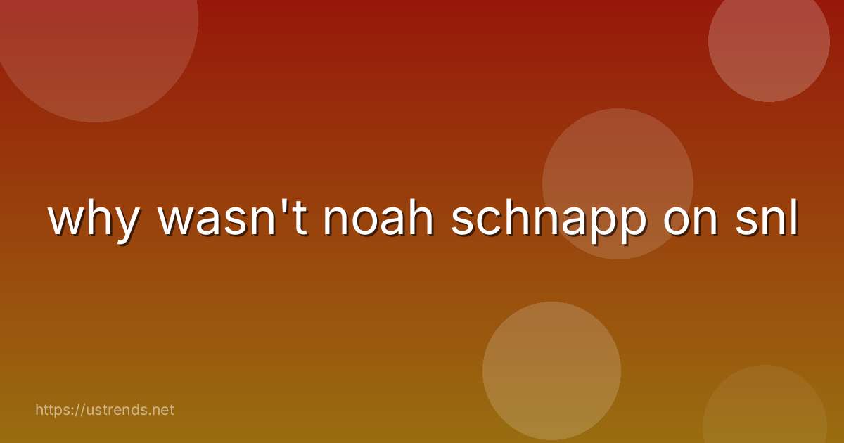 why wasn't noah schnapp on snl