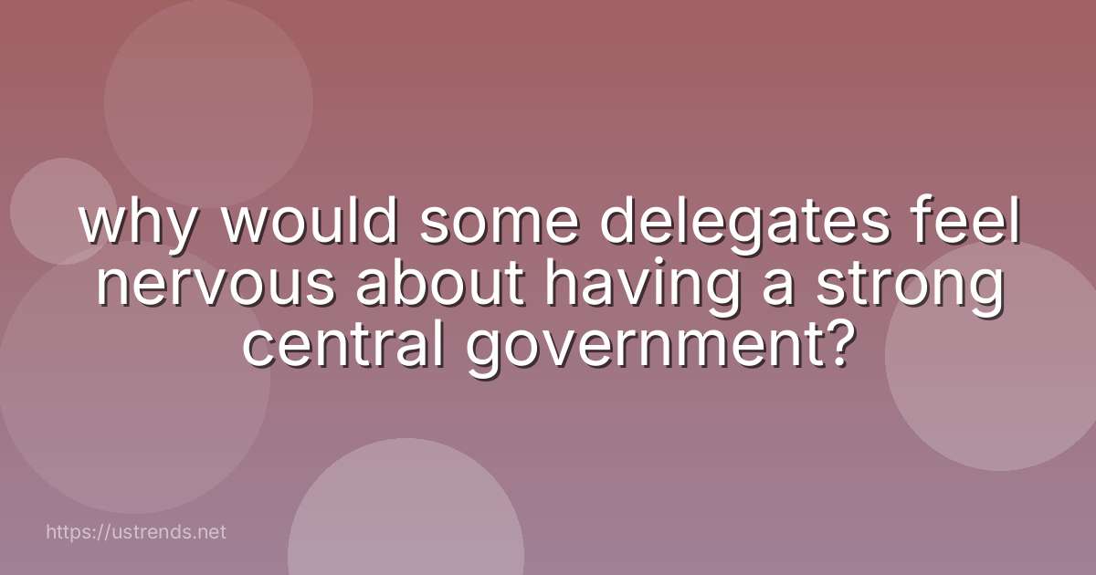 why would some delegates feel nervous about having a strong central government?