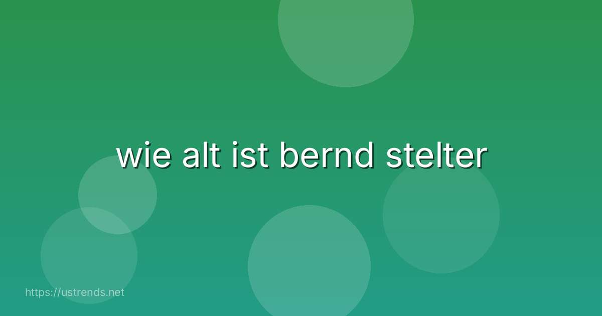 wie alt ist bernd stelter