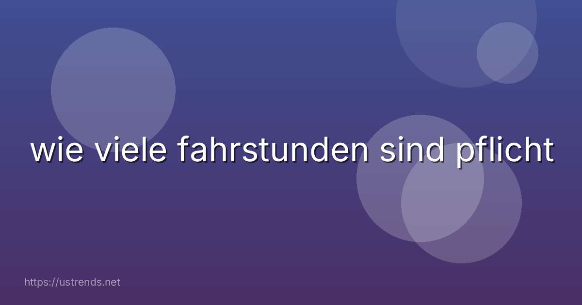 wie viele fahrstunden sind pflicht