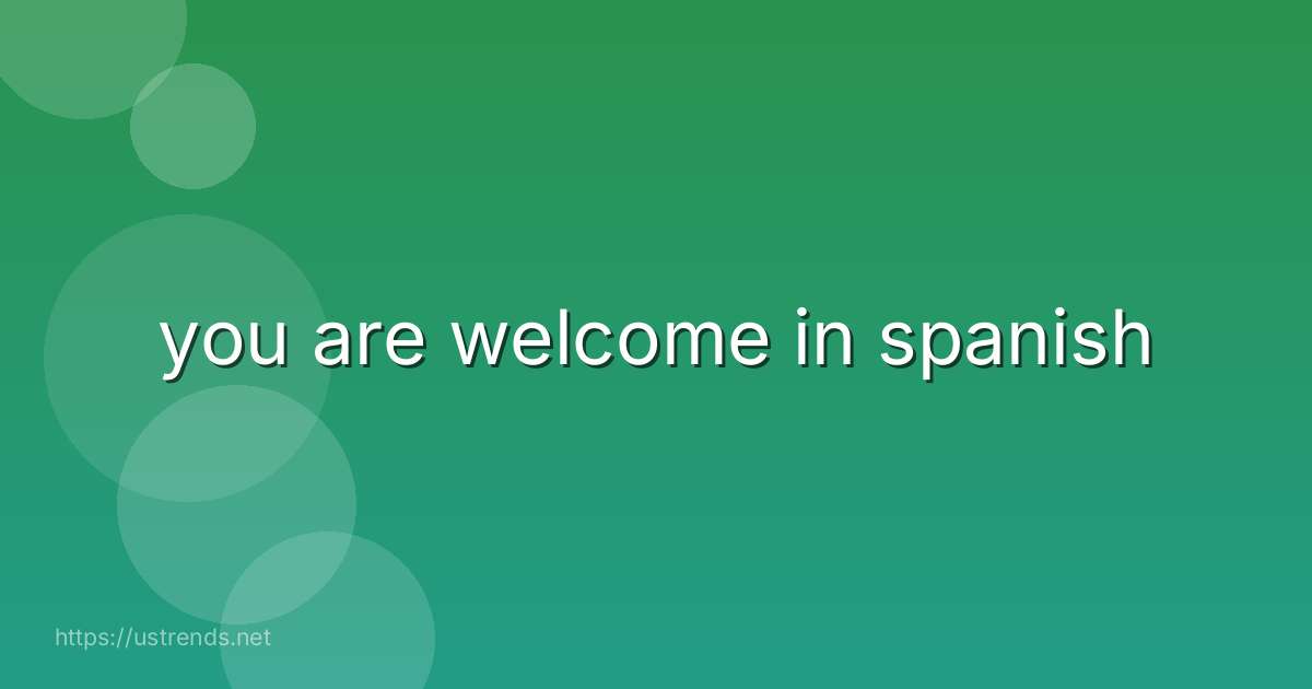 you are welcome in spanish