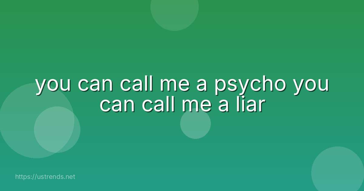 you can call me a psycho you can call me a liar